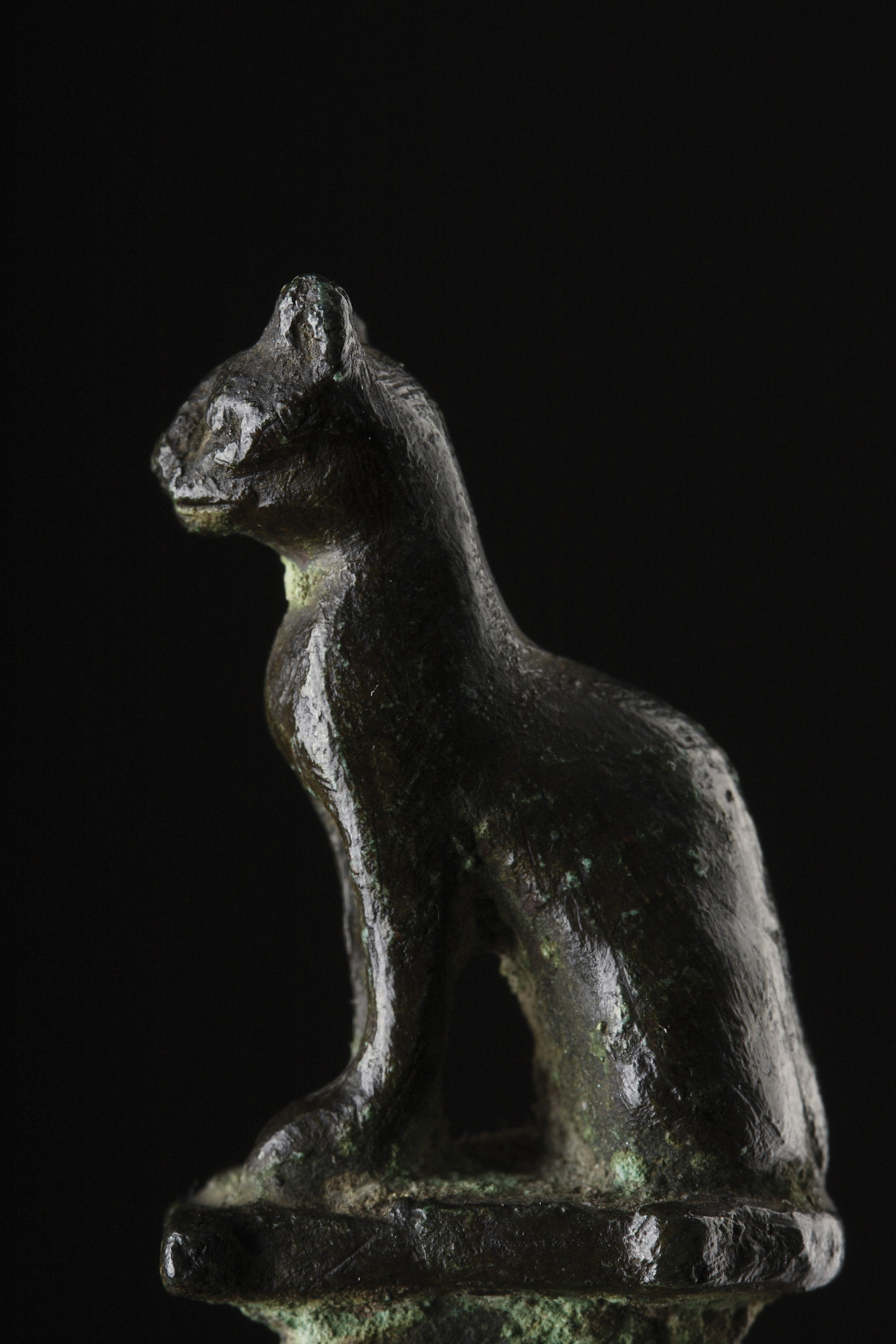 Ancient Egyptian Small Votive Bronze of a Sacred Cat